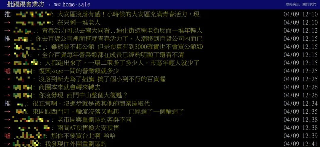 網友們紛紛留言表示並未感覺台北市生活機能變差。(圖/翻攝自PTT)