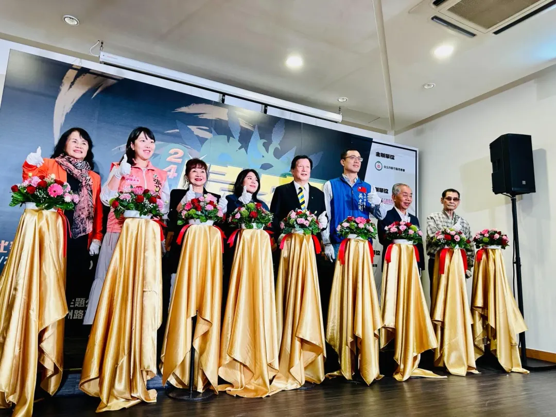 臺北市客委會周羿希主委、吳志剛議員、簡舒培議員、張文潔議員及台北市新竹縣同鄉會黃清富理事長帶領同鄉會成員一同出席2024嘻客SeeHakka街舞大賽啟動記者會，敬邀民眾能夠一同前來觀賞客家文化與街舞文化的結合。（圖／台北市新竹縣同鄉會提供）