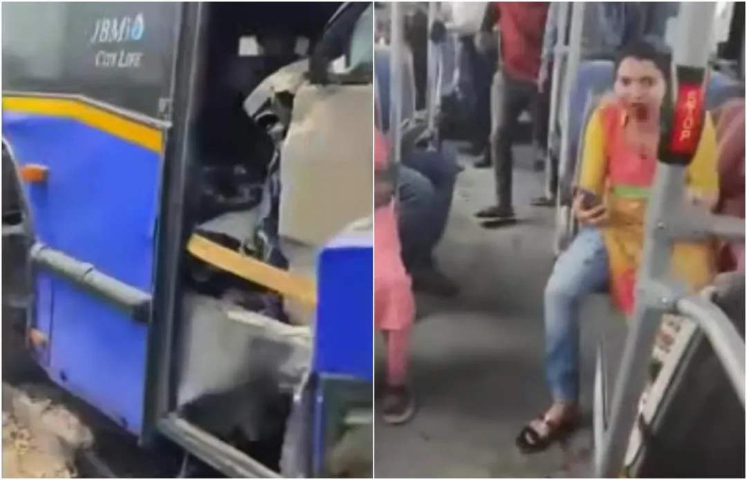 車禍後有女乘客嘴部受傷,不斷淌血。(圖/翻攝X)