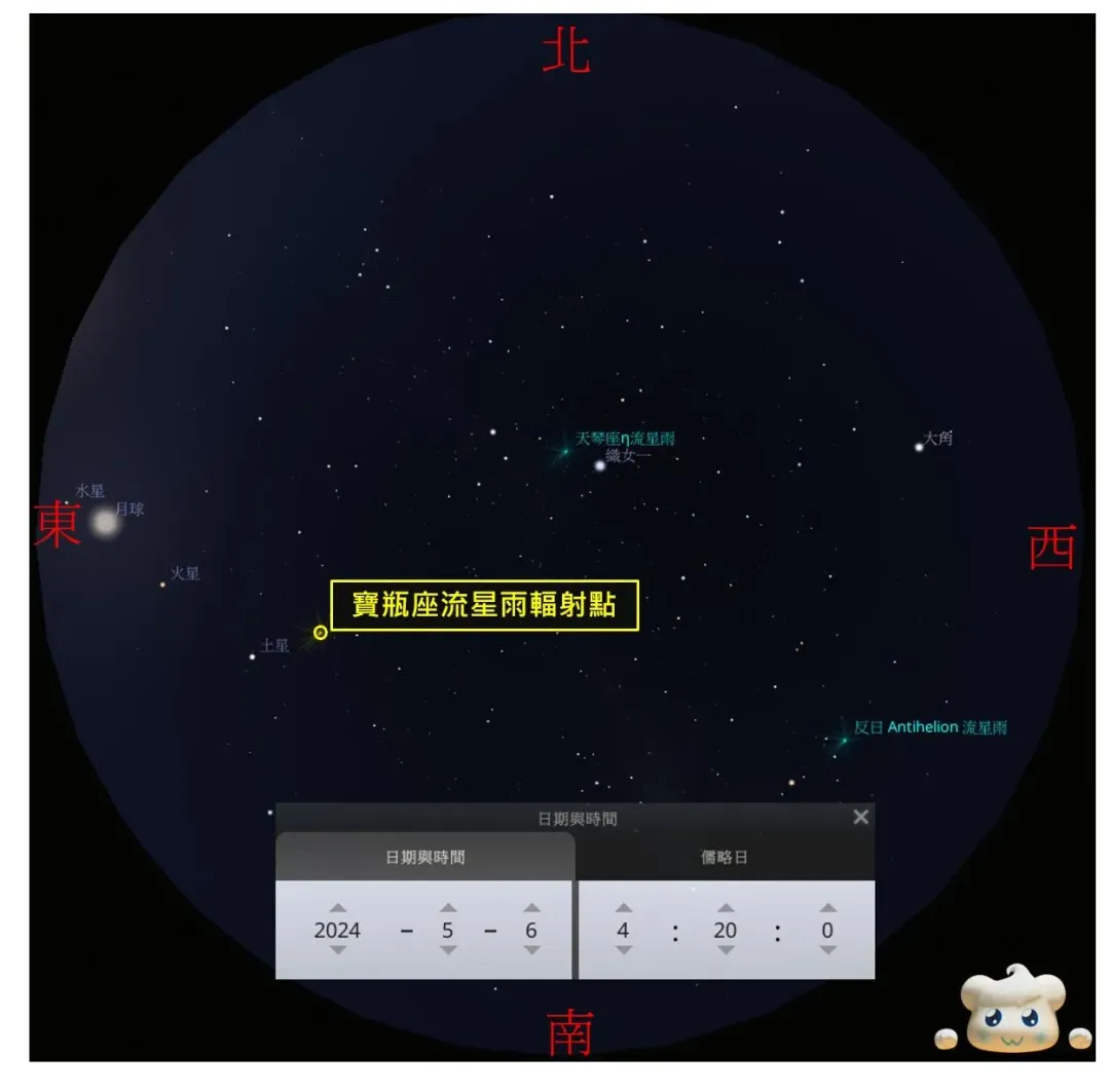 中央氣象署表示，寶瓶座流星雨極大期將於6日凌晨4點19分登場。（圖／翻攝自「報天文-中央氣象署」臉書）