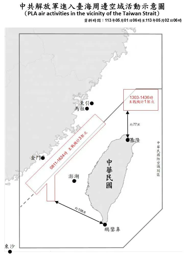 臺海周邊海、空域活動示意圖。（圖／國防部提供）