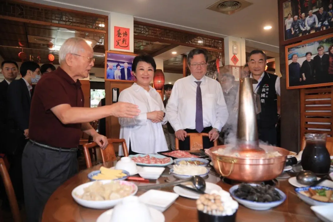 行政院副院長鄭文燦、台中市長盧秀燕相約吃火鍋。（圖／中天新聞）