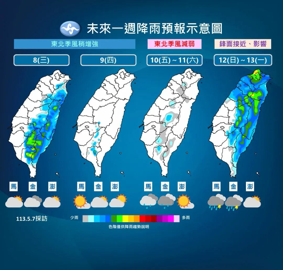 未來一周降雨預報。（圖／氣象署提供）