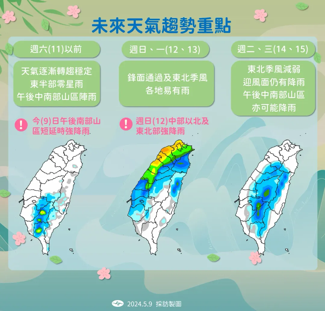 未來天氣趨勢。(圖/氣象署)