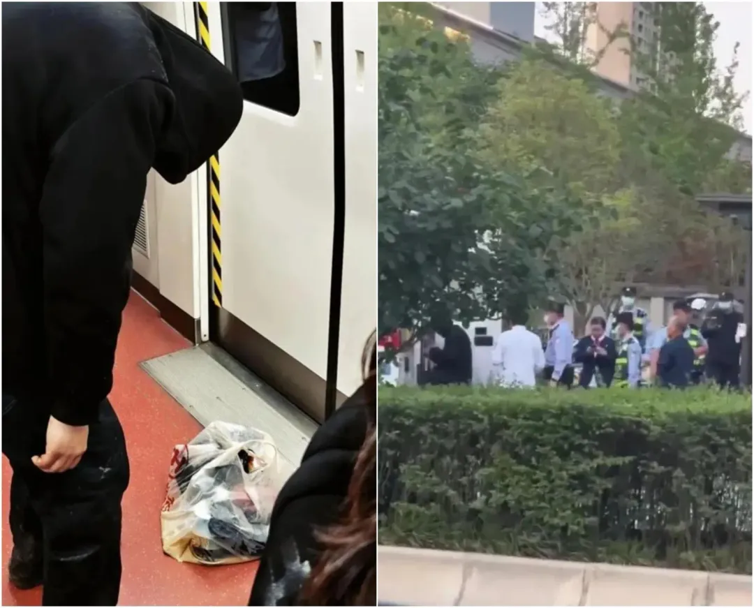 網路流傳黑衣男被警方帶走的畫面(圖/翻攝微博)
