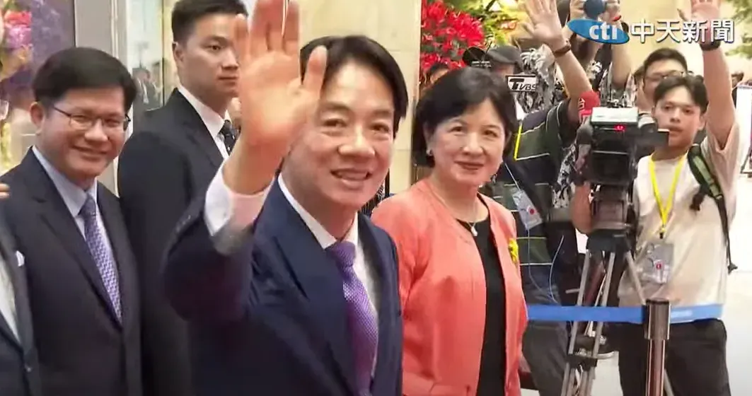 賴清德抵達國宴會場。（圖/中天新聞）