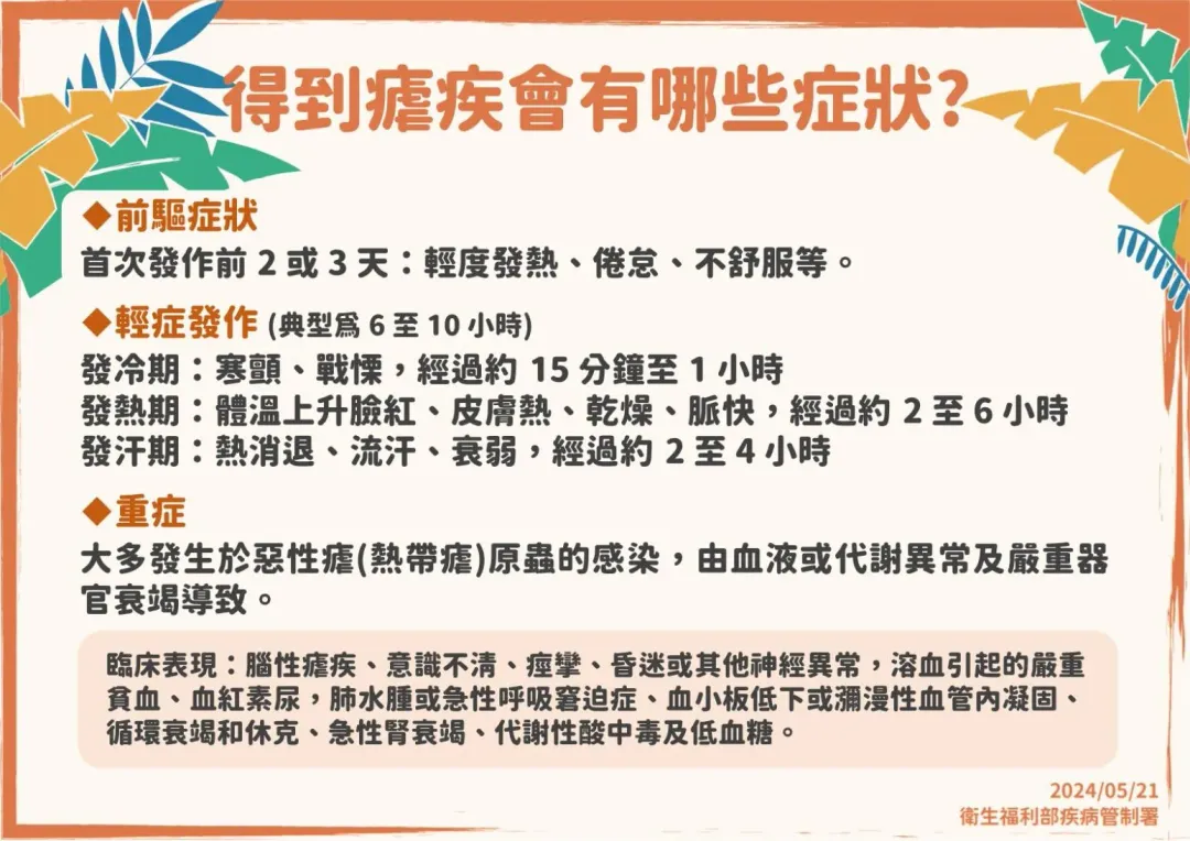 大多數人感染後，可能於7天至30天內出現症狀，早期症狀與流感類似。（圖／疾管署）