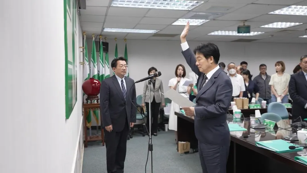 總統賴清德宣誓成為民進黨黨主席。(圖/中天新聞)
