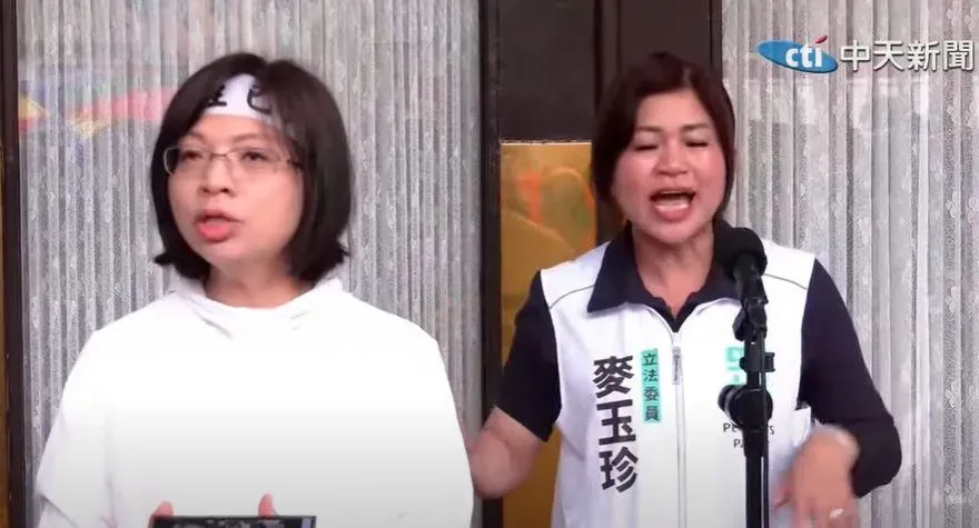 林淑芬亂入麥玉珍的專訪，還稱出拳是「自衛」。（圖／中天新聞）