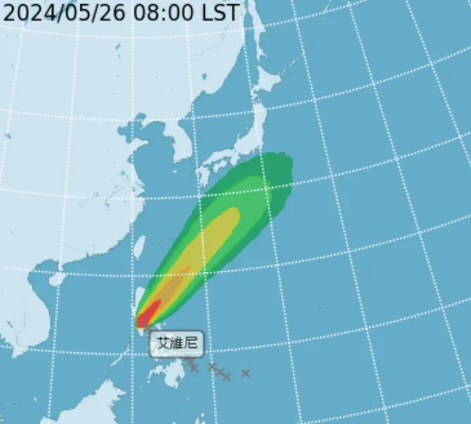 今年首個颱風「艾維尼」出現的時間較晚,目前預測不會對台灣帶來直接影響。(圖/翻攝自中央氣象署官網)