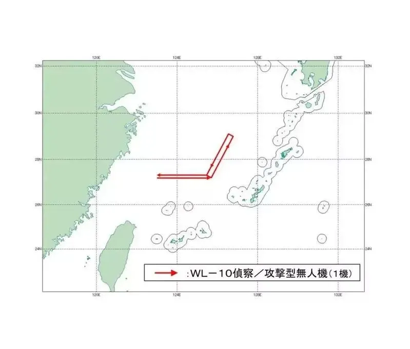 無偵-10在釣魚台北面飛行，在東海繞飛兩圈後折返。（圖／翻攝日本防衛省官網）