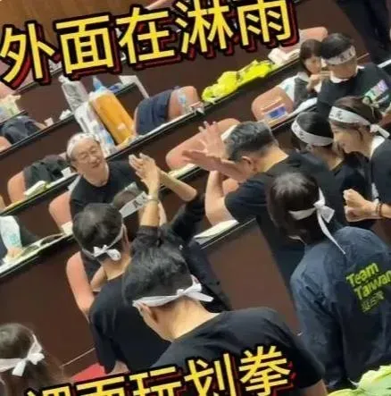 邱議瑩和立委王定宇在國會殿堂內，划拳玩遊戲。（資料圖／翻攝畫面）