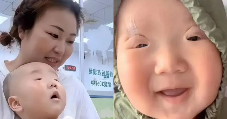 媽吐槽兒眼睛小，網驚：趕快帶去看醫生。（圖／翻攝自微博）