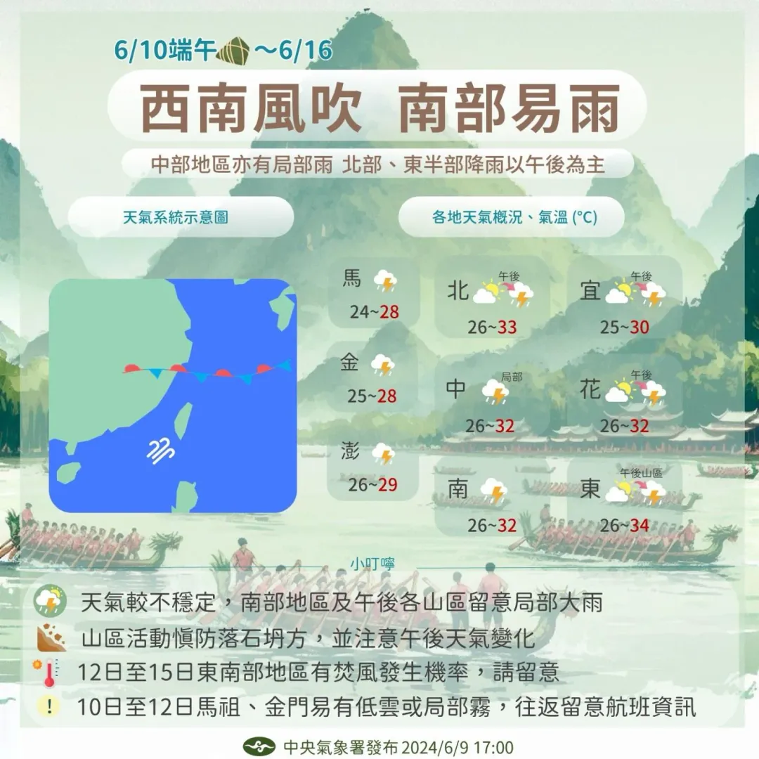 南部這週溼答答。(圖/氣象署)