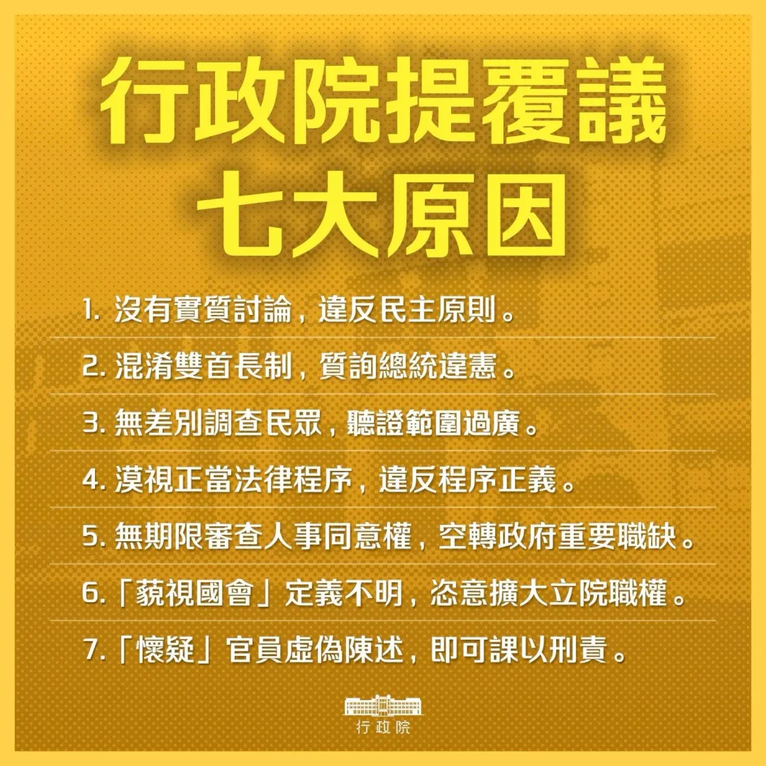 行政院覆議書，7大理由。（圖／行政院提供）
