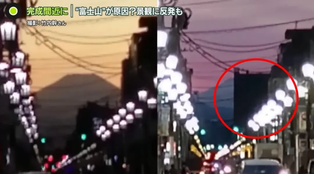 附近居民控訴，大樓完工後遮擋富士山美景。（圖／翻攝NNN）
