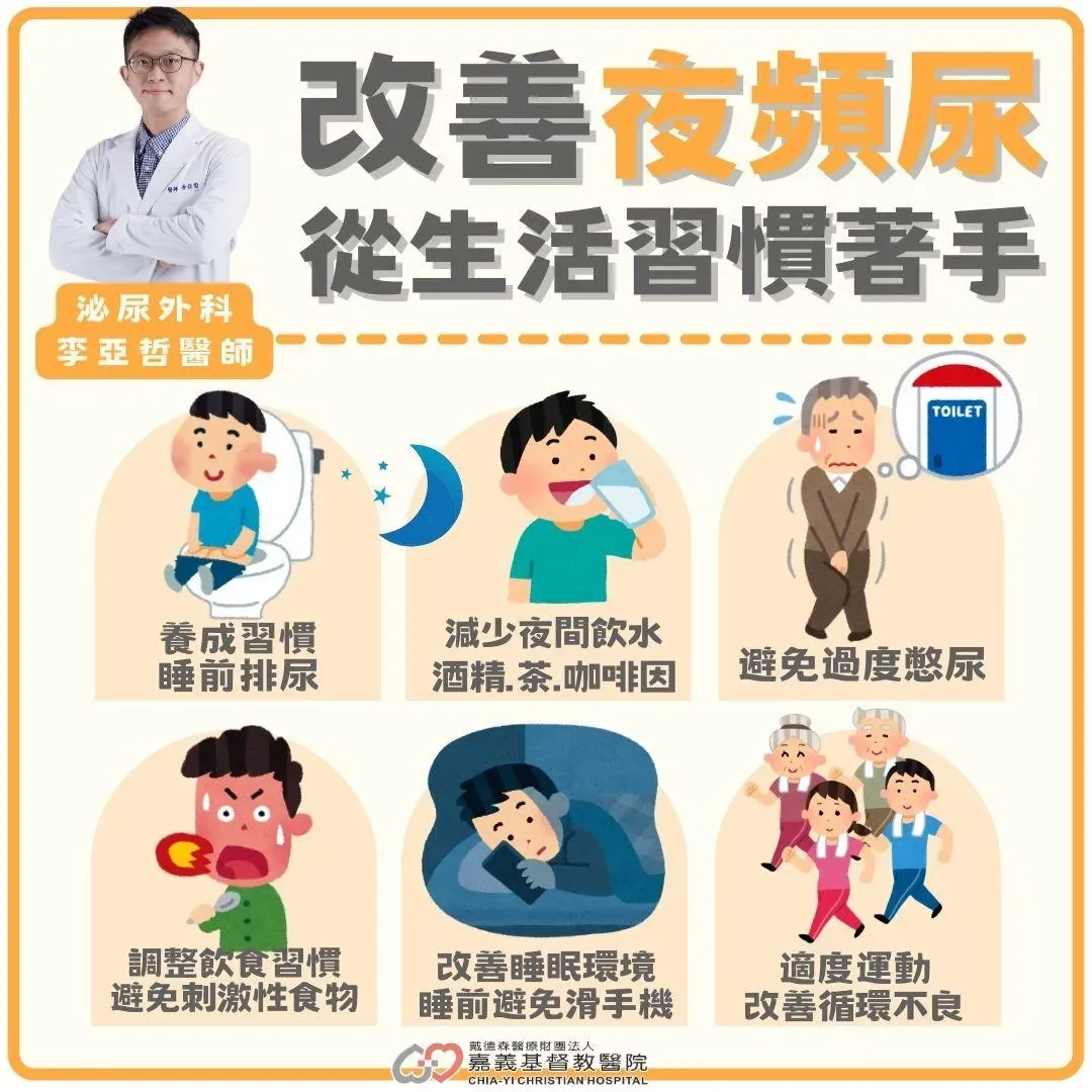 李亞哲建議,避免夜間頻尿先從生活習慣來做調整改善。(圖/嘉義基督教醫院提供)