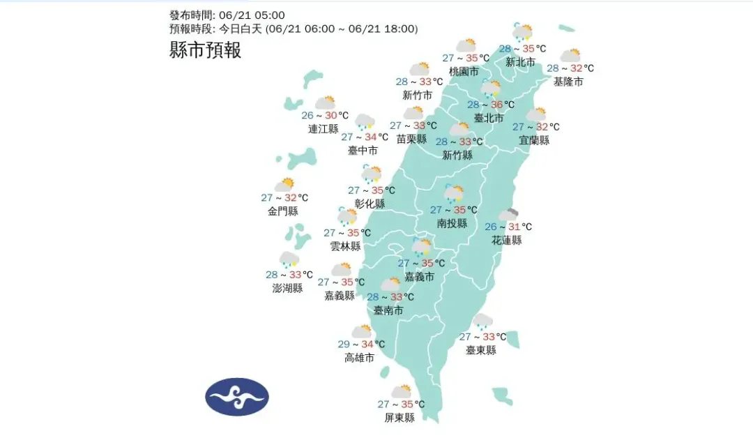 氣象局呼籲，民眾今天應避免非必要的戶外活動、勞動及運動，注意防曬、多補充水份、慎防熱傷害。（圖／翻攝自交通部中央氣象署官網）