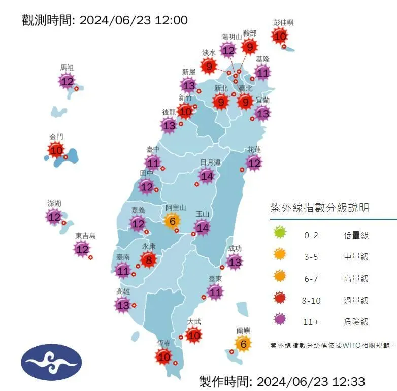 鄭明典貼出紫外線分布圖。（圖／翻攝自鄭明典臉書）