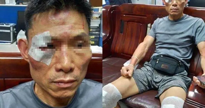 新北三重一位黃姓民眾2022年9月被警方誤認成通緝犯,現場扭打受傷。(圖/翻攝畫面)