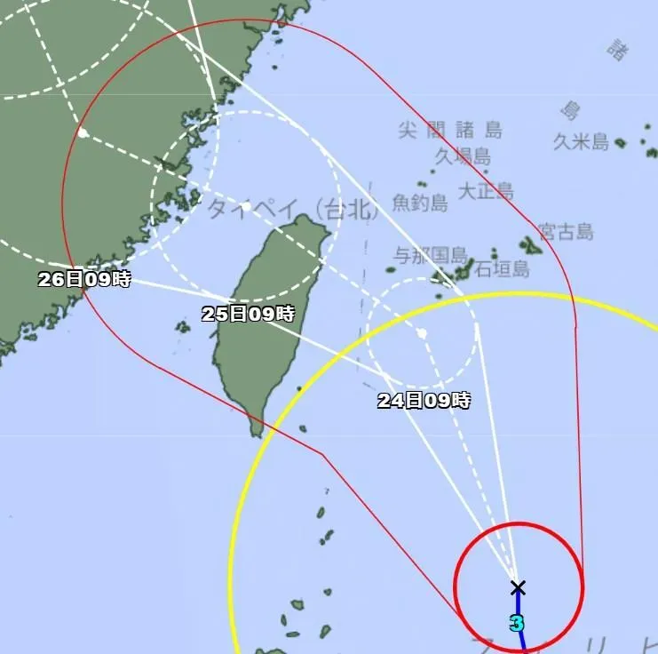 日本預測凱米颱風直撲台灣。(圖/日本氣象廳)