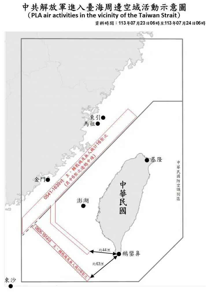 7月23日解放軍機動態。(圖/國防部)