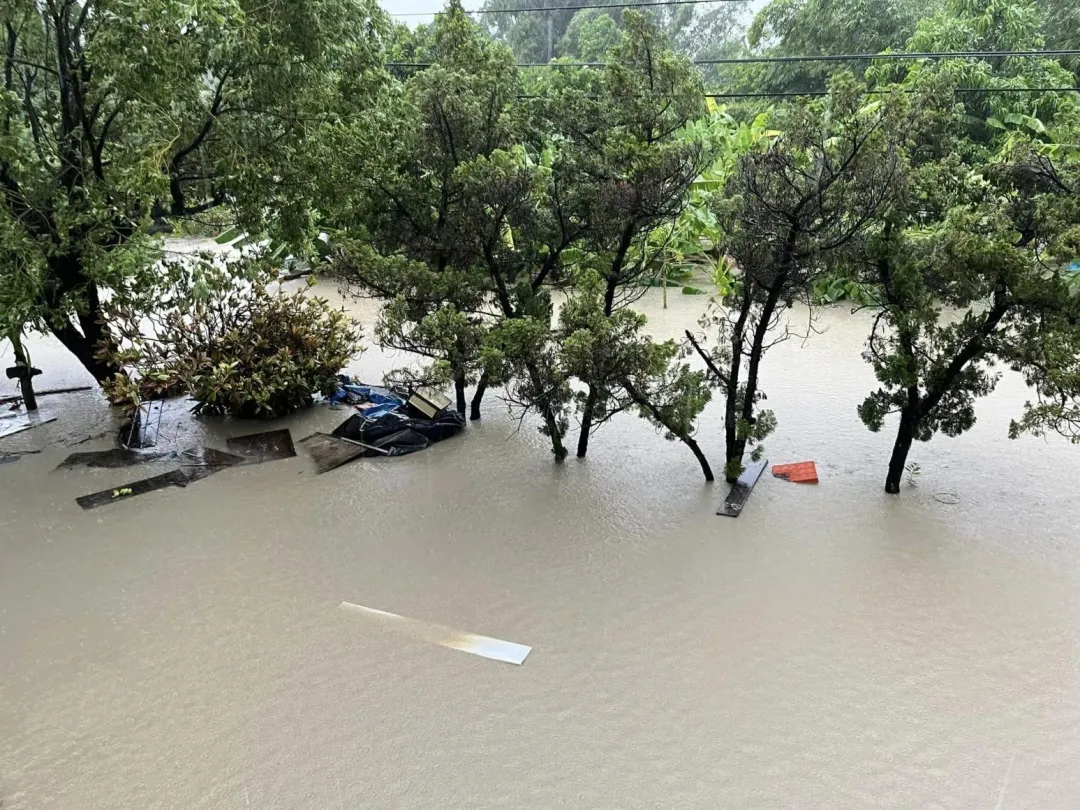 高雄田寮淹水嚴重。（圖／田寮魂田寮大小事FB）