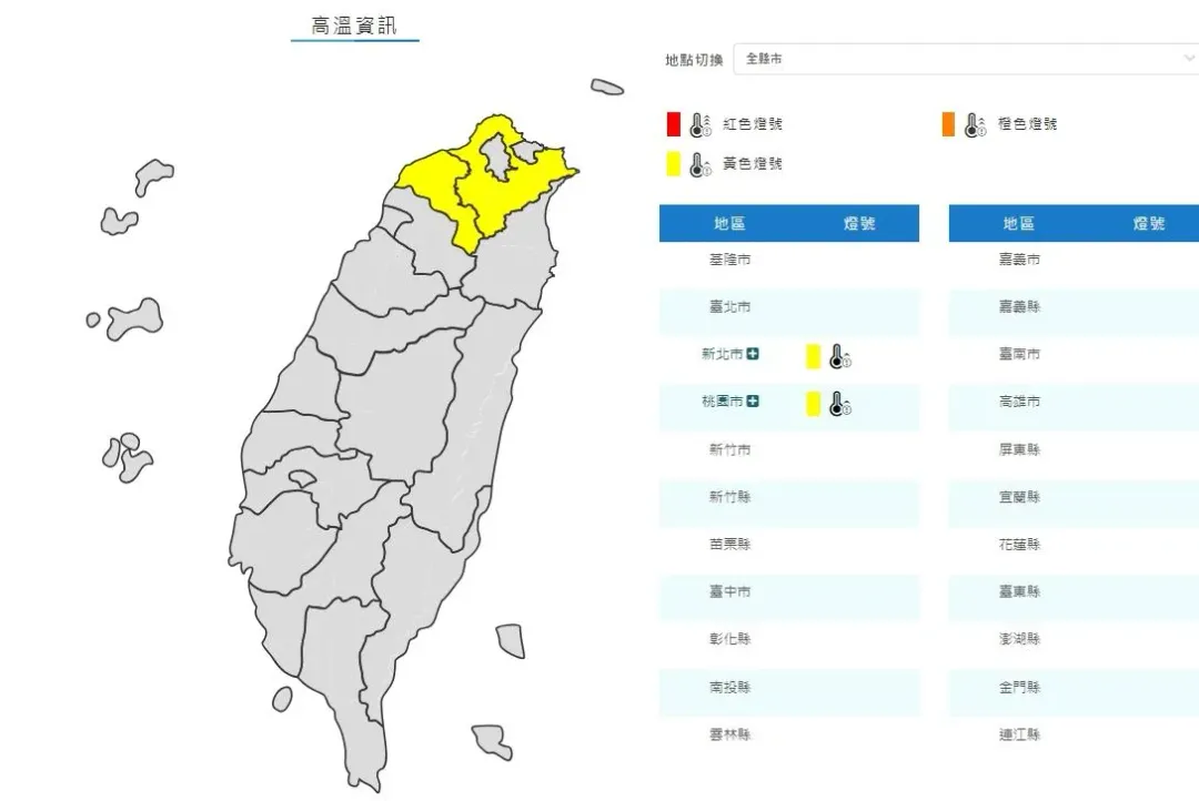 高溫特報。(圖/中央氣象署)