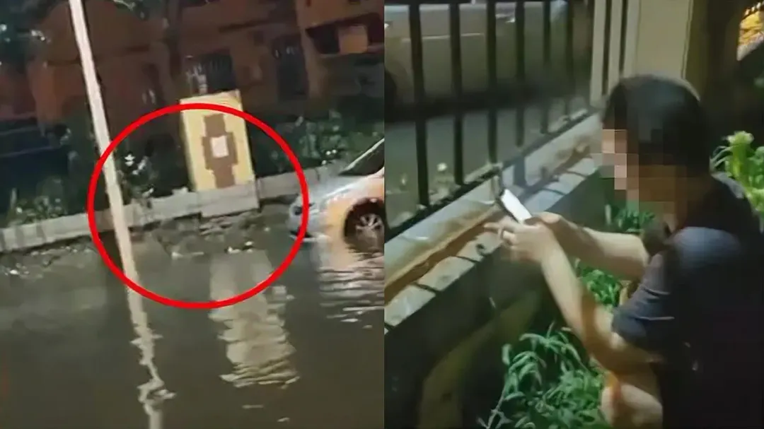 遼寧中年男子暴雨涉水觸電亡,兒目睹過程難施救。(圖/翻攝大風新聞)