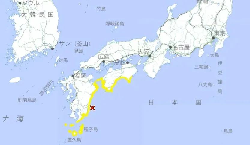 崎縣東部海岸日向灘發生規模7.1強震（圖／翻攝日本氣象廳）