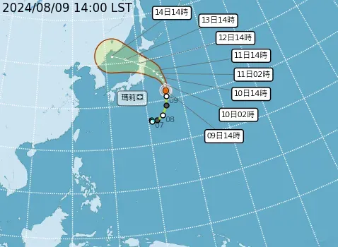 瑪莉亞颱風下週二到三將侵襲日本本州北部。（圖／中央氣象署）