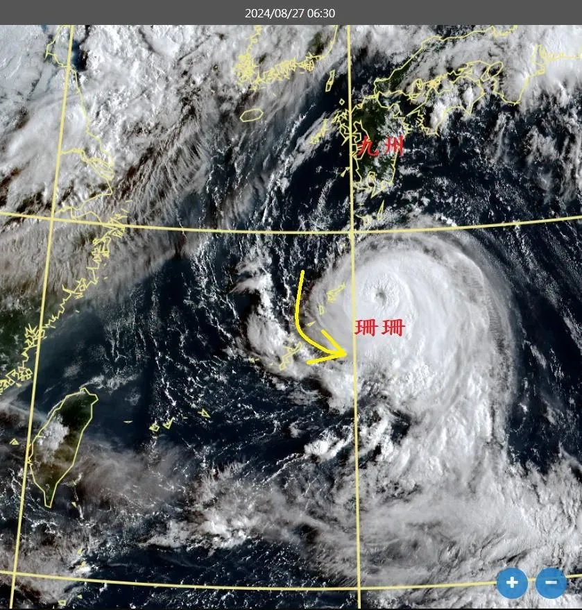鄭明典PO圖強調中颱珊珊結構變完整。(圖/鄭明典FB)