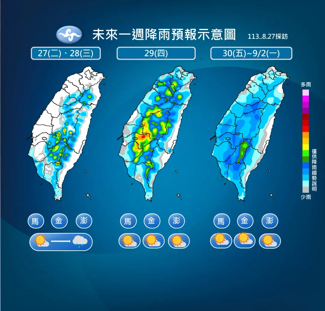 未來一週降雨趨勢 。(圖/氣象署提供)