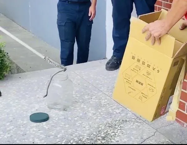 消防人員將蛇捉回。（圖／警方提供）