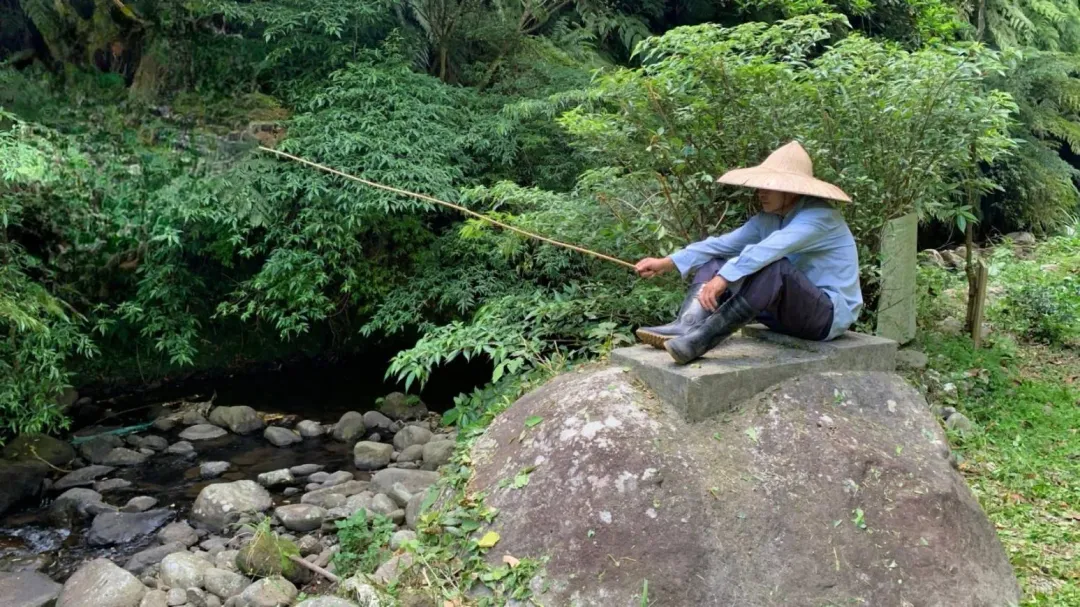 七星山道家莊園「姜太公釣魚石」彷若姜太公渭水釣魚處之歷史場景。(圖/業者提供)