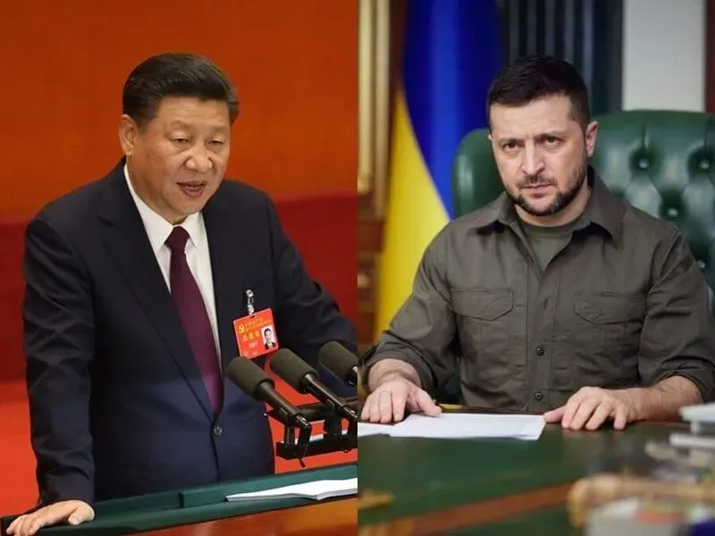 前烏克蘭官員說,大陸國家主席習近平(左)與烏克蘭總統澤倫斯基(右)10月可能會面。(左圖為中央社檔案照片、右圖取自instagram.com/zelenskiy_official)