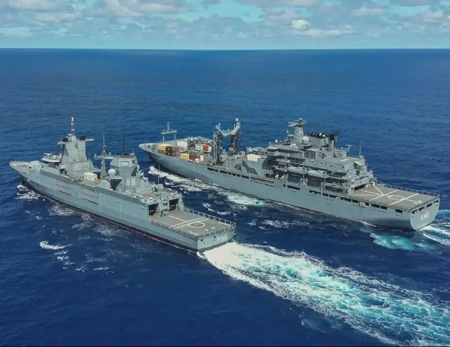 德國海軍艦艇 22 年來首次穿越台灣海峽。(圖/IG@DEUTSCHE MARINE))