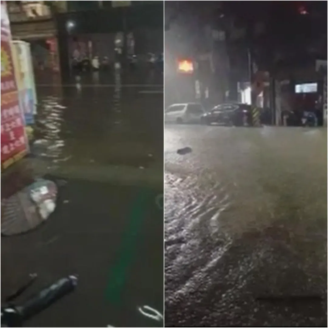 基隆路上出現淹水情形。（圖／翻攝畫面）