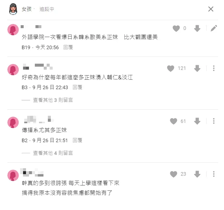 不少網友認同輔大正妹多，淡江大學的美女也不落人後。（圖／翻攝自Dcard）
