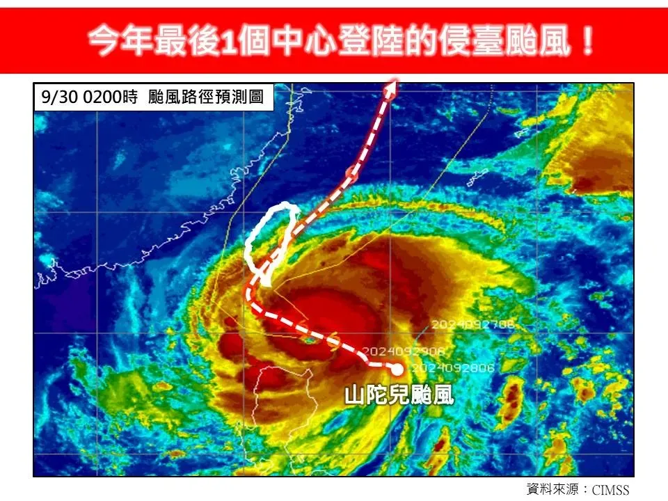 「山陀兒」路徑大轉彎。(圖/林老師氣象站FB)