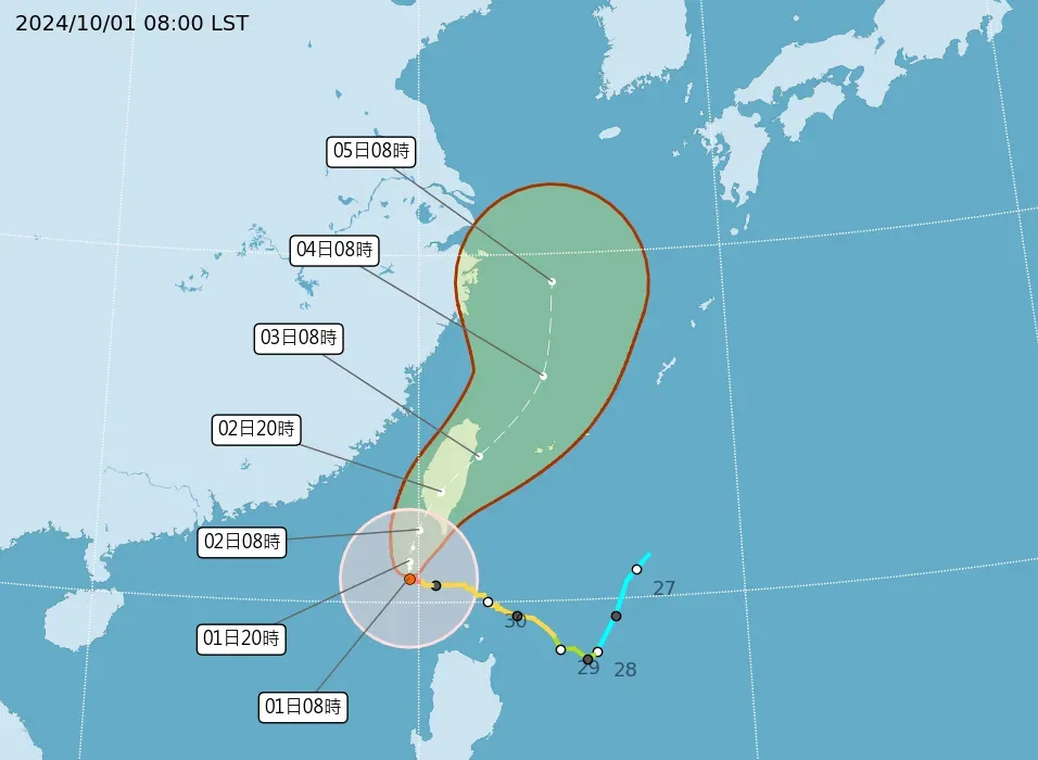 山陀兒開始北轉。（圖／氣象署）