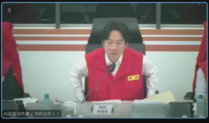 總統賴清德。(圖/擷取自中央災害應變中心YT)