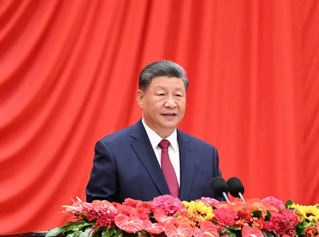 大陸國家主席習近平在中共建政75週年招待會上發表講話。(圖/新華社)