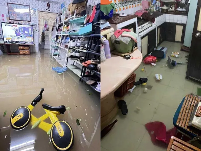 高雄三民區民宅傳出積淹水情形。（圖／民眾提供）