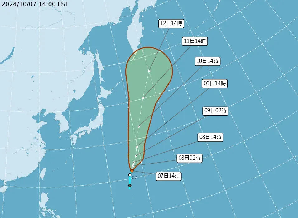 氣象署預估準「百里嘉」將在近期增強為颱風，但不會影響台灣。（圖／翻攝自中央氣象署官網）