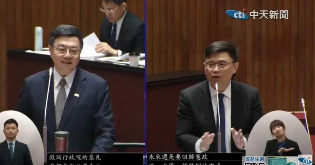 面對民進黨立委賴瑞隆質詢問到倒閣問題，卓榮泰表示這是最萬萬不得已的手段。（圖／中天新聞）