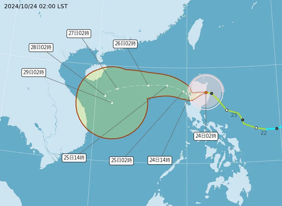 輕度颱風潭美即便沒侵台,但風雨影響仍不容小覷。(圖/中央氣象署)