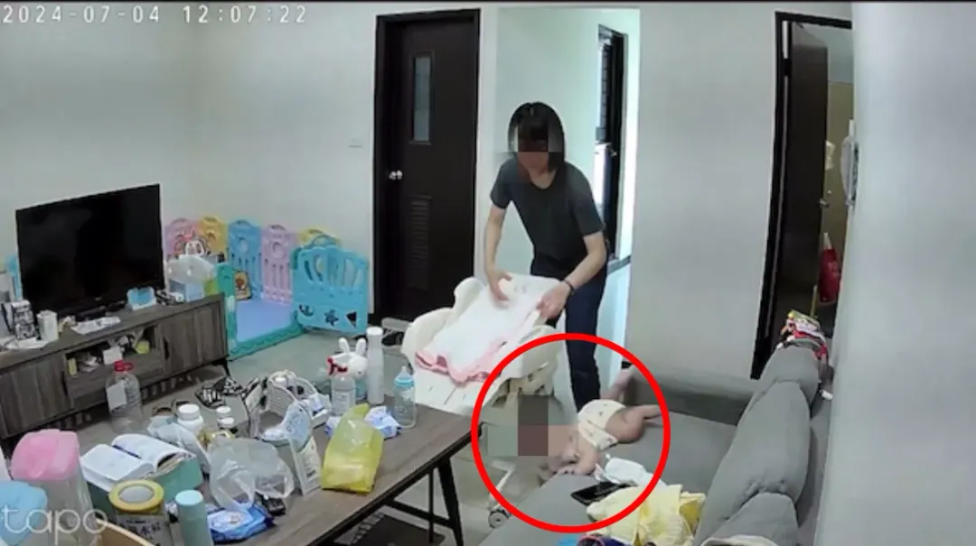高雄一名媽媽未滿1歲的兒子遭陳姓保母施虐。(圖/翻攝畫面)