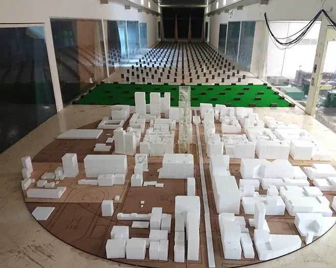 建築物外表被覆物風壓風洞試驗。（圖／內政部）