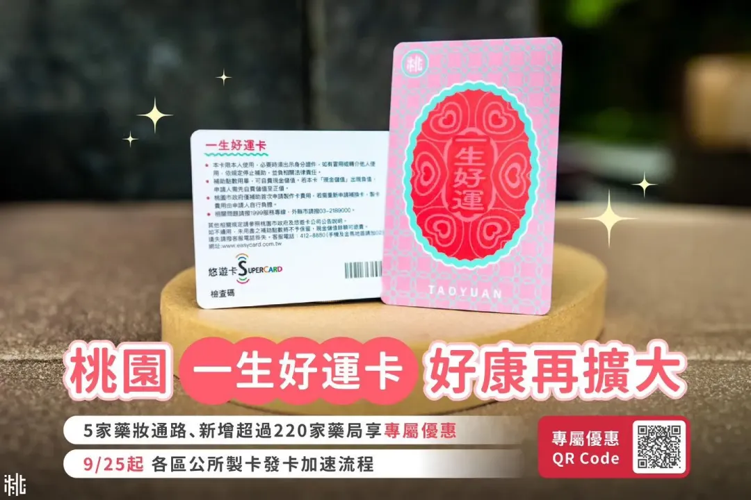 一生好運卡與藥妝通路合作，保障孕期或產後婦女照護需求。（圖／桃園市政府）